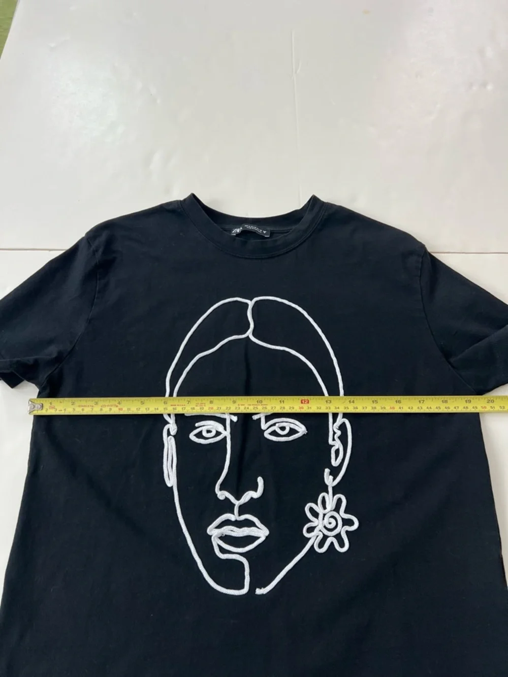 Zara T shirt with embroidery art 100% Cotton Medium black - Picture 7 of 9